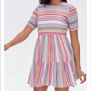 Forever 21 Striped flounce hem mini dress, size S